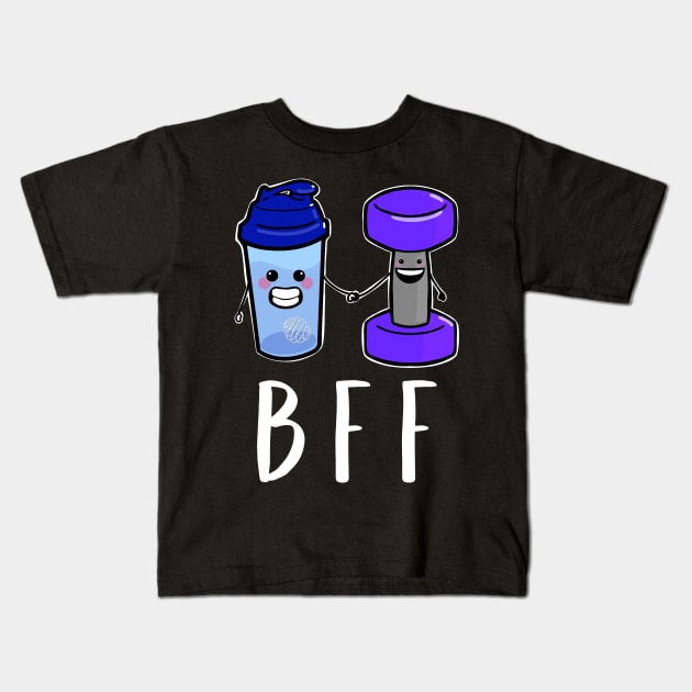 BFF Cute Protein Shaker And weights Kids T-Shirt by SusanaDesigns